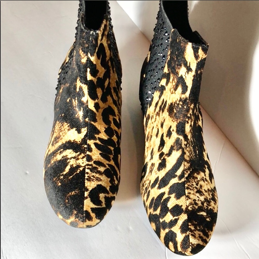 NWOB J Renee Leopard Print Ankle Wedges Boots